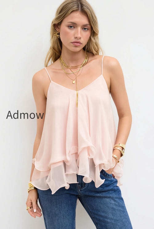 Tie Back Ruffle Layering Cami Top