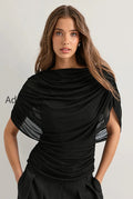 solid-sheer-ruffle-scarf-neck-blouse