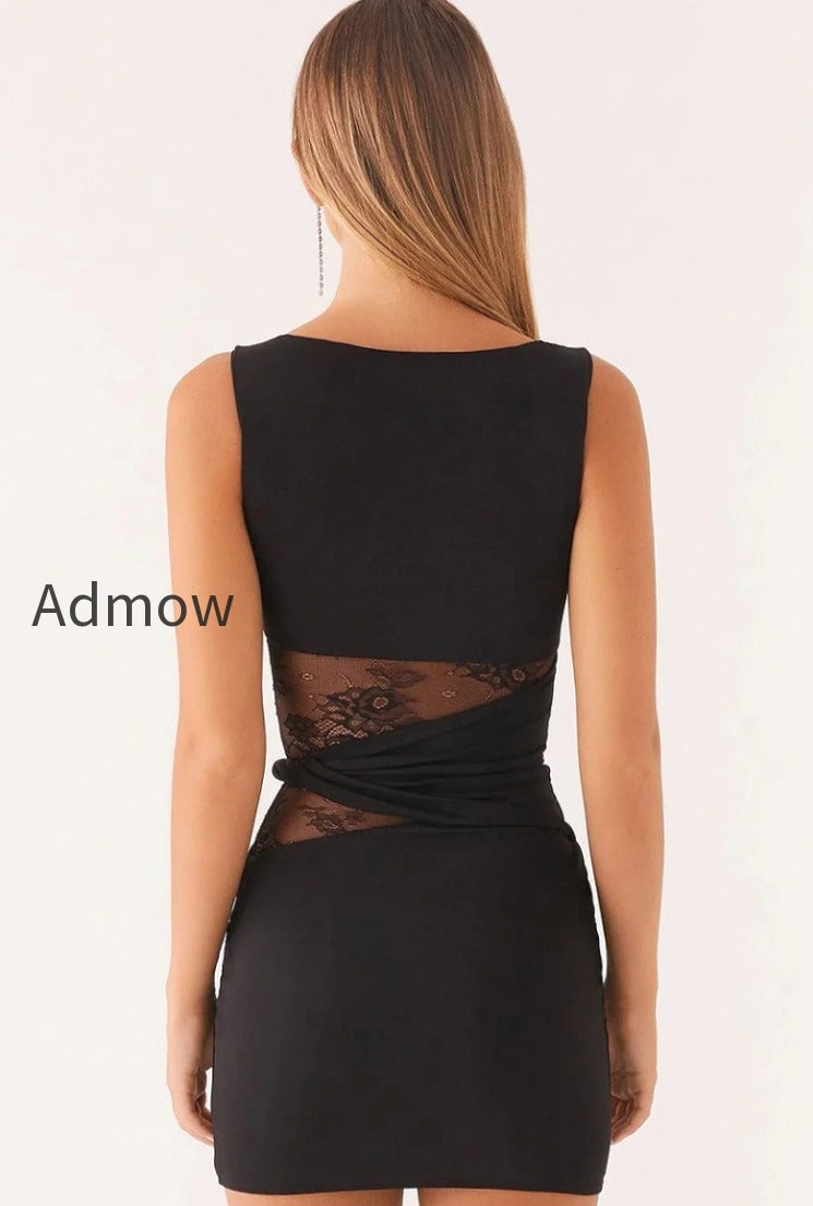 lace-waist-sheer-panel-mini-dress