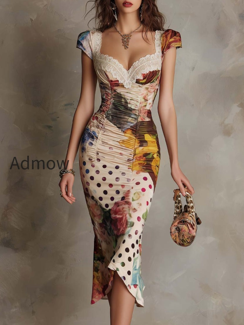 retro-polka-dot-and-painterly-floral-polyester-satin-midi-dress