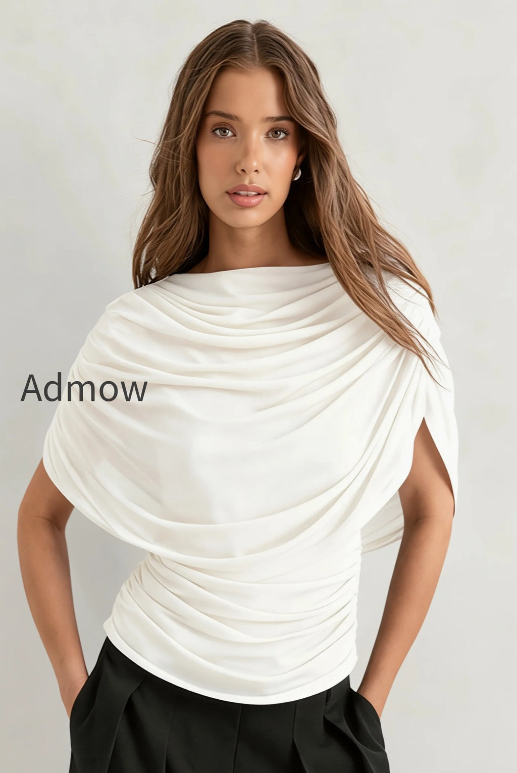 solid-sheer-ruffle-scarf-neck-blouse