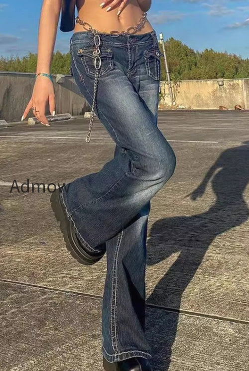 Slim Flare Multi Pocket Trendy Denim Jeans
