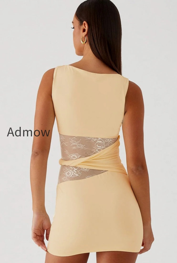 lace-waist-sheer-panel-mini-dress