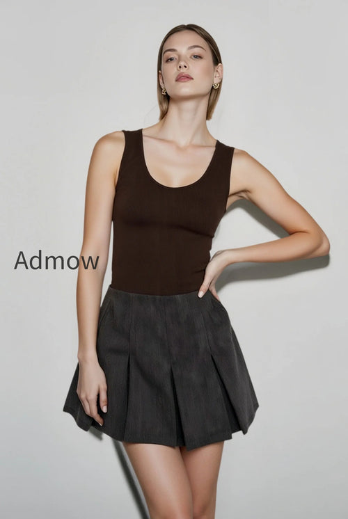 Casual Pleated Graceful Hem Mini Skort