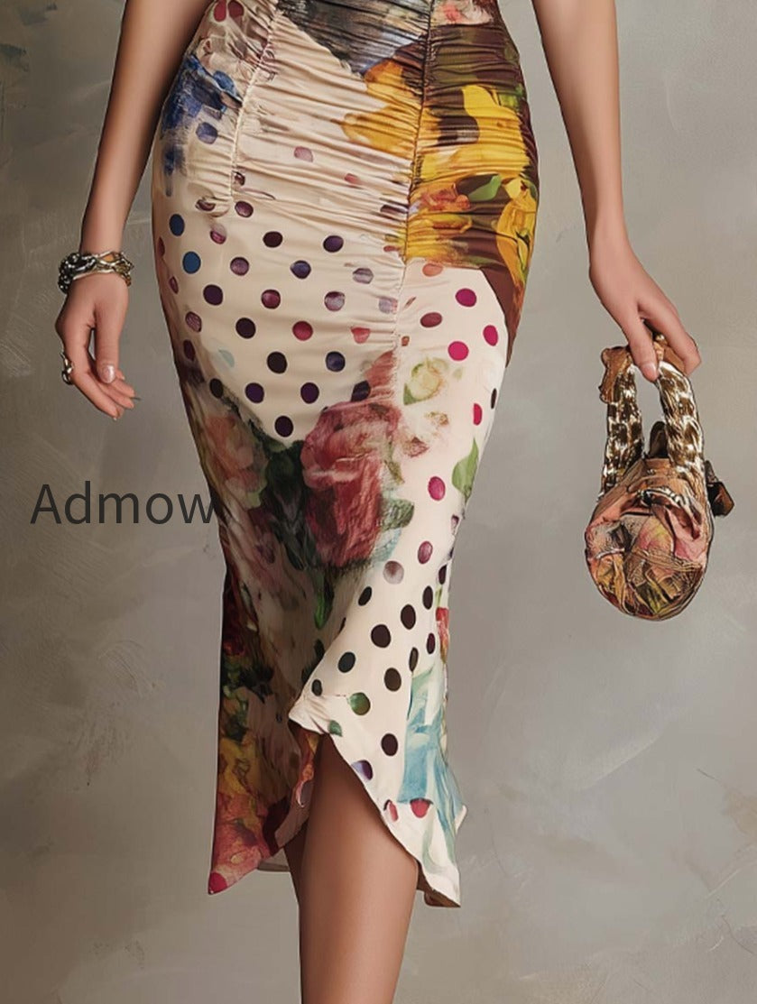 retro-polka-dot-and-painterly-floral-polyester-satin-midi-dress